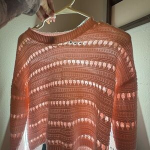 Women's Open-Knit Sweater - Coral